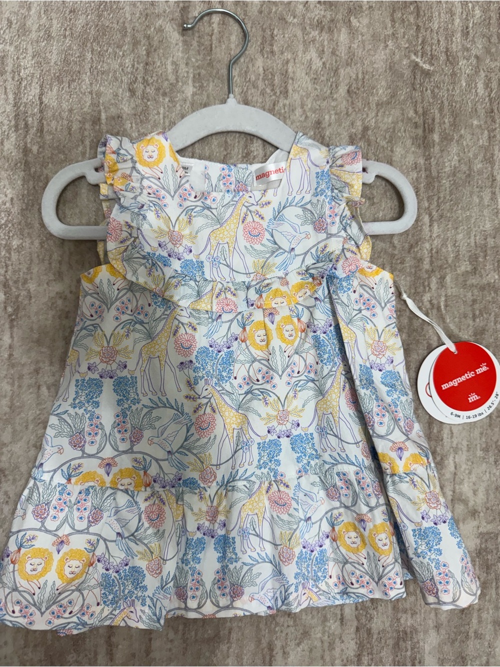 Magnetic Me Yellow & Blue Floral Lion Ruffle Dress